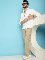 Thumbnail for Indian Needle Men's Self Design Casual Shirt - White - Distacart