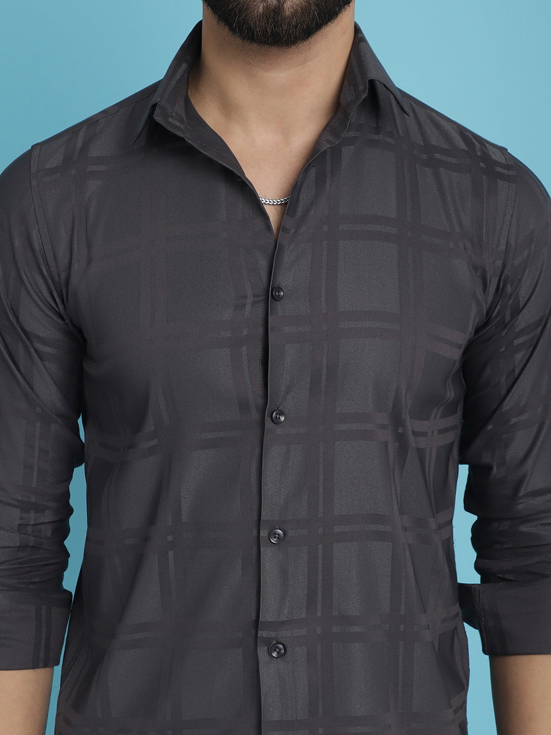 Indian Needle Men's Charcoal Grey Checked Casual Shirt - Distacart