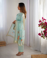 Thumbnail for Teeya Creation Sky Color Chanderi Silk Embroidery Work Fully Stitched Pakistani Suit - Distacart
