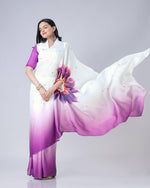 Thumbnail for Teeya Creation Purple Color Japan Satin Silk Digital Print Ready To Wear Saree - Distacart