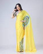 Thumbnail for Teeya Creation Yellow Color Japan Satin Silk Digital Print Ready To Wear Saree - Distacart