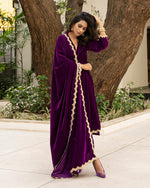 Thumbnail for trueBrowns Wine Velvet Lace Shawl - Distacart