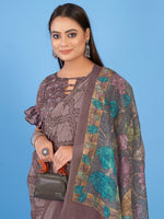 Thumbnail for NOZ2TOZ Women's Linen Blend Brown Printed Designer Saree With Blouse Piece - Distacart