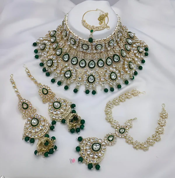 Jewel City Traditional Kundan Bridal Jewelry for Women Handcrafted Necklace with Earrings, Maang Tikka, Indian Wedding Jewellery Set