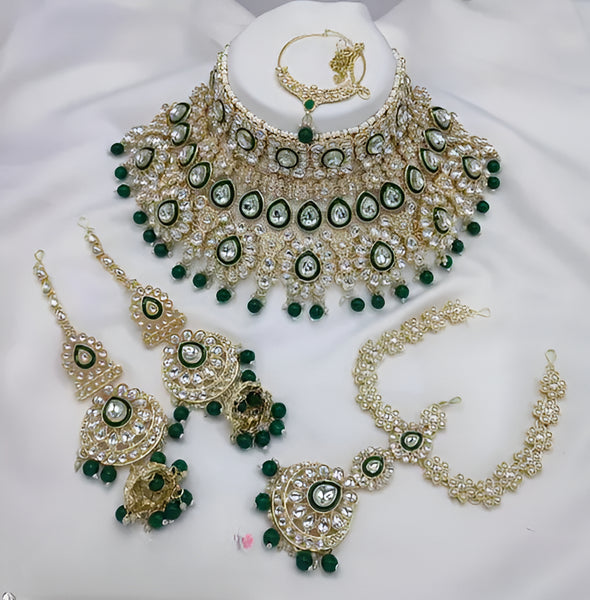 Jewel City Traditional Kundan Bridal Jewelry for Women Handcrafted Necklace with Earrings, Maang Tikka, Indian Wedding Jewellery Set