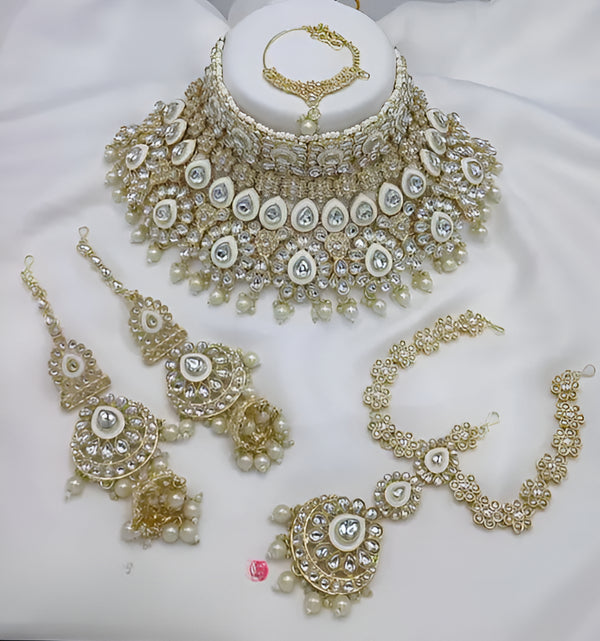 Jewel City Traditional Kundan Bridal Jewelry for Women Handcrafted Necklace with Earrings, Maang Tikka, Indian Wedding Jewellery Set