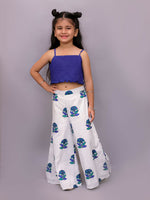 Thumbnail for Lil Drama Shor-Gul White Jacket and Pant With Blue Bustier Set For Girls