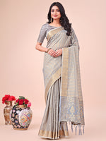 Thumbnail for Astita Light Grey Organza Saree - Ethereal Sophistication in Every Fold - Distacart
