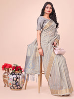 Thumbnail for Astita Light Grey Organza Saree - Ethereal Sophistication in Every Fold - Distacart