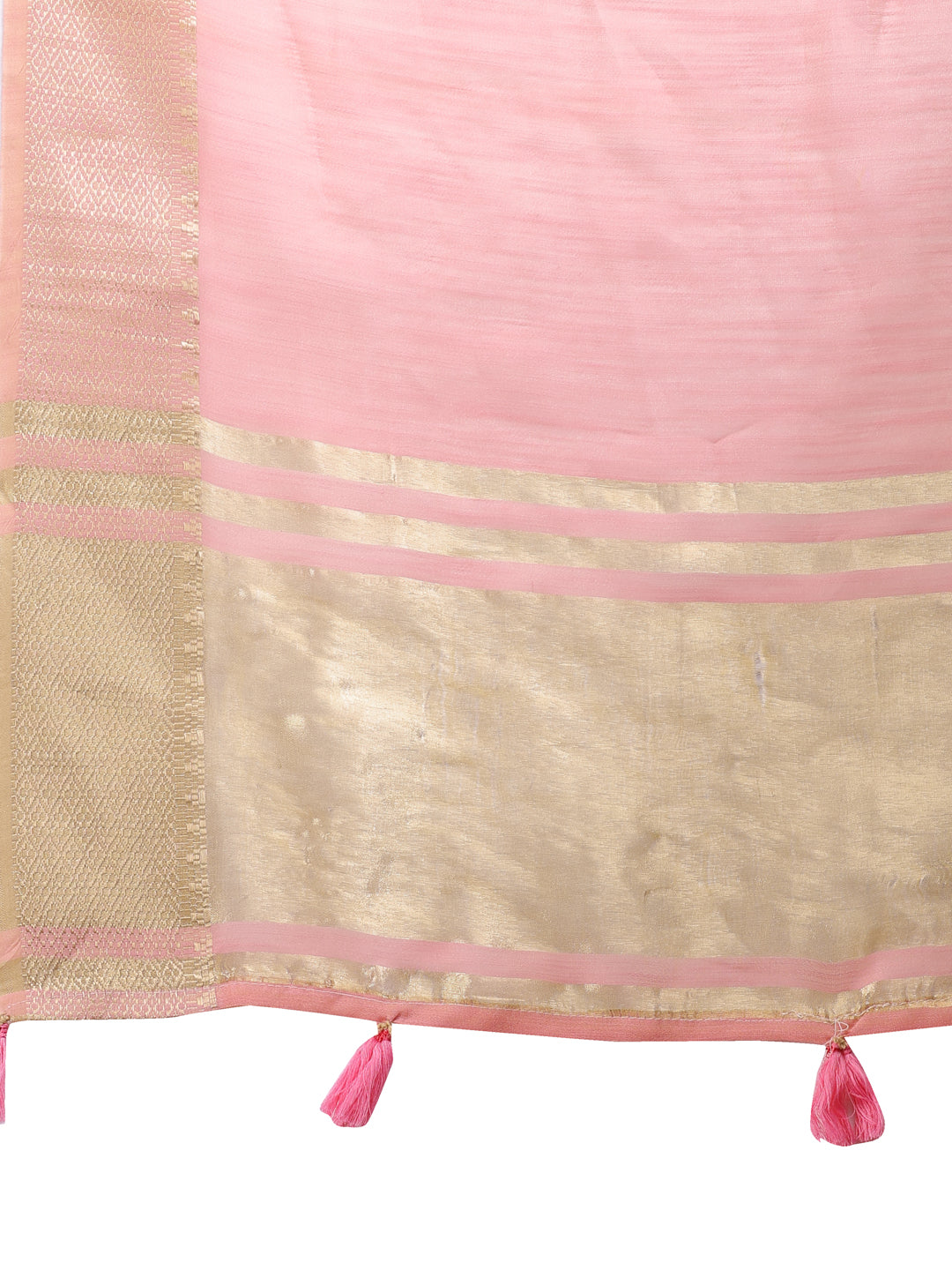 Astita Pink Cotton Woven Zari Work Traditional Tassel Saree - Distacart