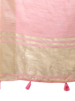 Thumbnail for Astita Pink Cotton Woven Zari Work Traditional Tassel Saree - Distacart
