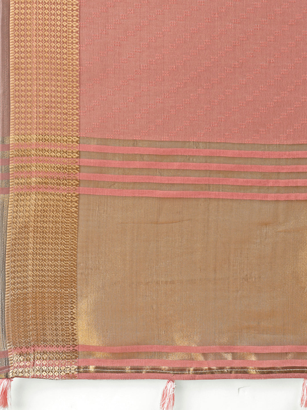 Astita Graceful Peach Organza Saree with Rich Golden Zari Border | Elegant Party Wear Saree with Blouse Piece - Distacart