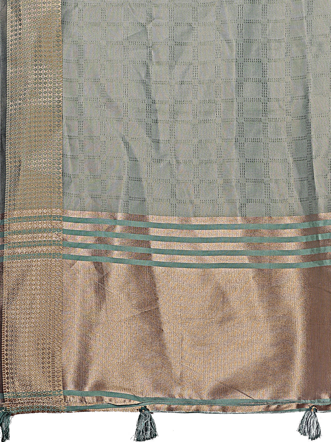 Astita Light Green Organza Saree with Golden Zari Border | Elegant Soft Lightweight Party Wear Saree with Blouse - Distacart
