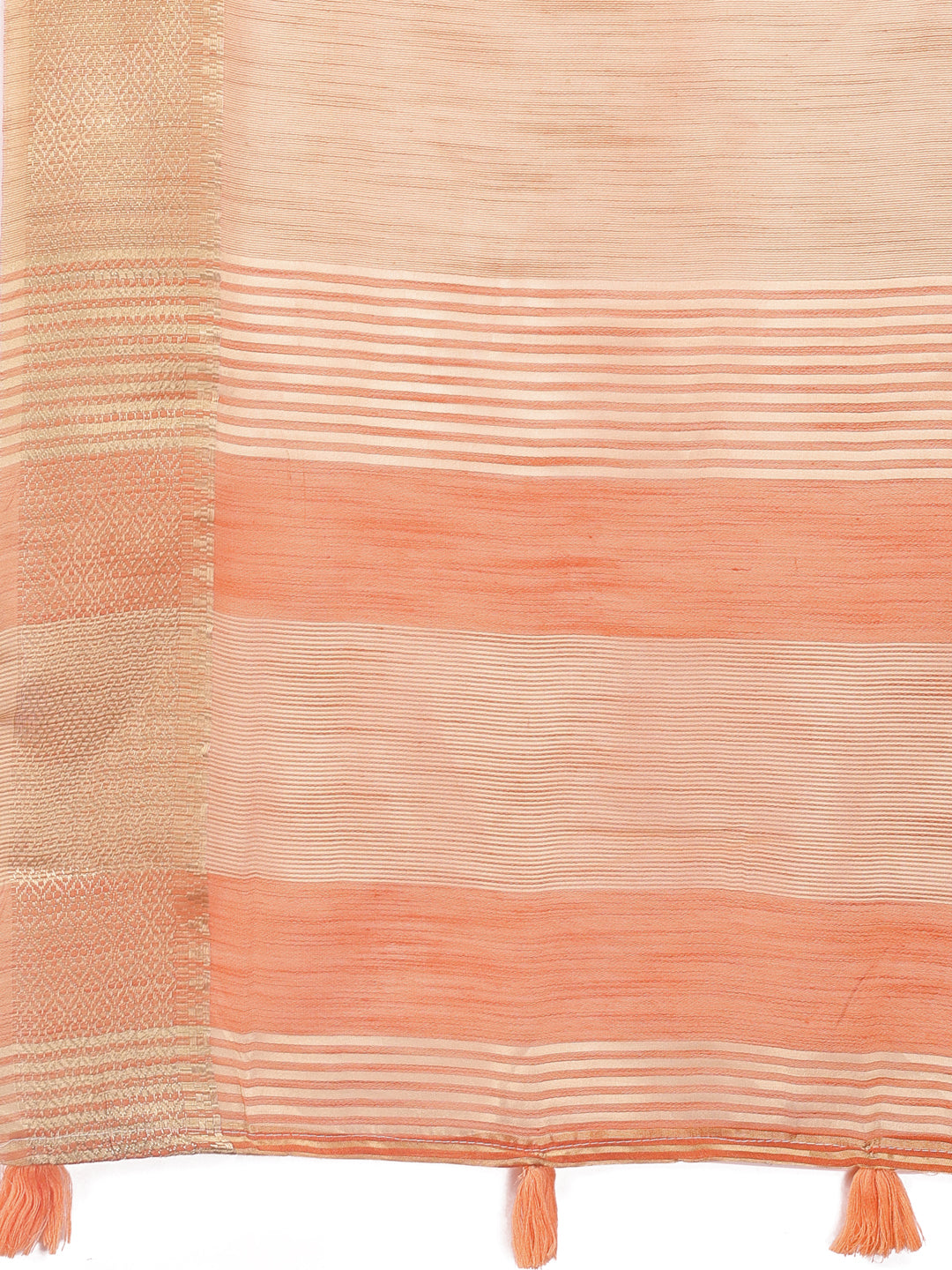 Astita Elegant Orange Linen Saree with Golden Zari Border & Rich Pallu | Soft Drape | Festive & Office Wear - Distacart