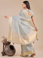 Thumbnail for Astita Sky Blue Organza Woven Zari Work Traditional Tassel Saree - Distacart