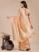 Thumbnail for Astita Orange Organza Woven Zari Work Traditional Tassel Saree - Distacart