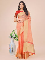 Thumbnail for Astita Peach Gold Organza Silk Saree - Lightweight Luxury for Your Ethnic Moments - Distacart