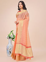 Thumbnail for Astita Peach Gold Organza Silk Saree - Lightweight Luxury for Your Ethnic Moments - Distacart