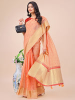Thumbnail for Astita Peach Gold Organza Silk Saree - Lightweight Luxury for Your Ethnic Moments - Distacart