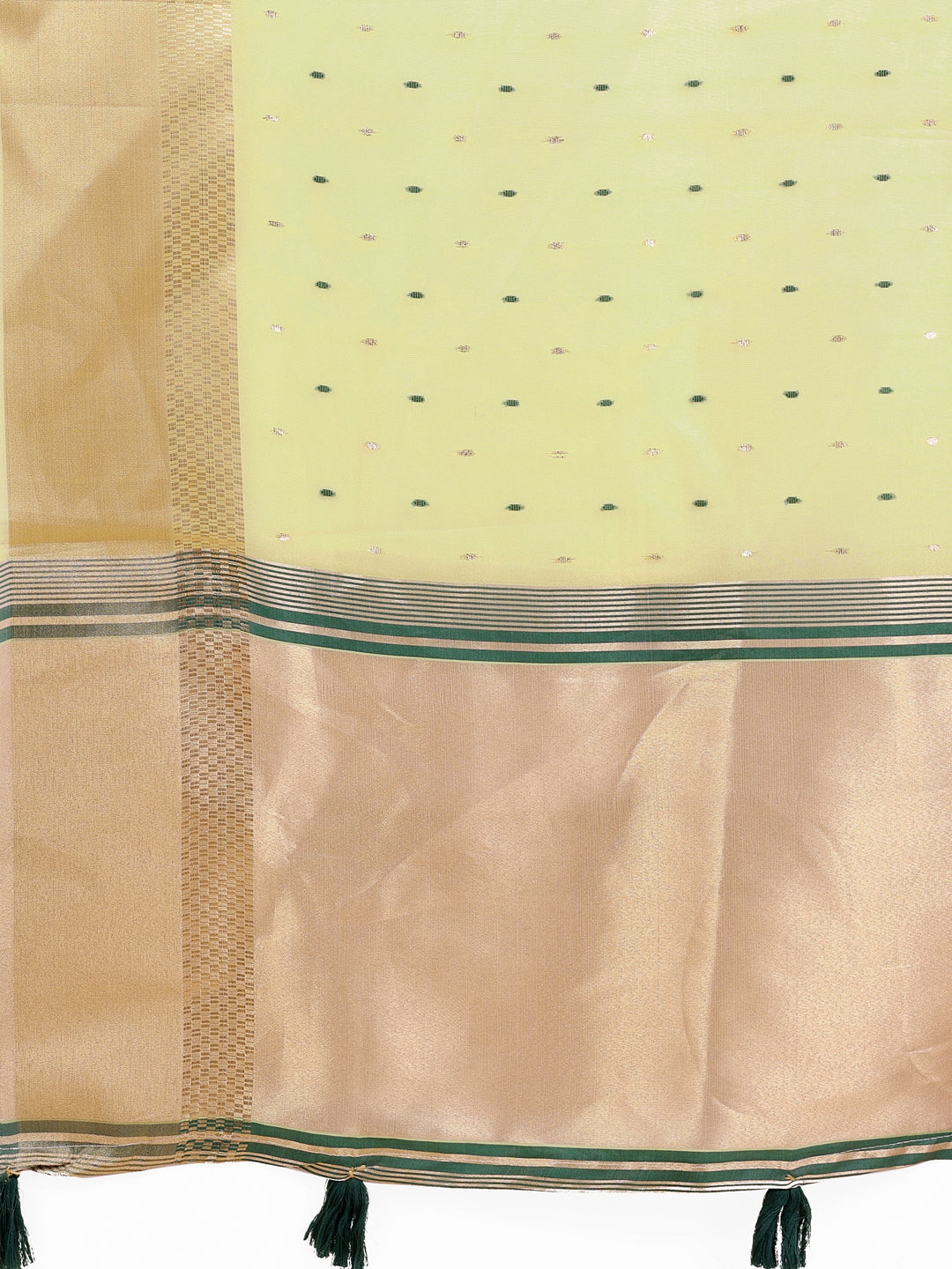 Astita Light Green Gold Organza Silk Saree - Lightweight Luxury for Your Ethnic Moments - Distacart