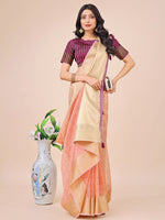 Thumbnail for Astita Light Pink Gold Organza Silk Saree - Lightweight Luxury for Your Ethnic Moments - Distacart