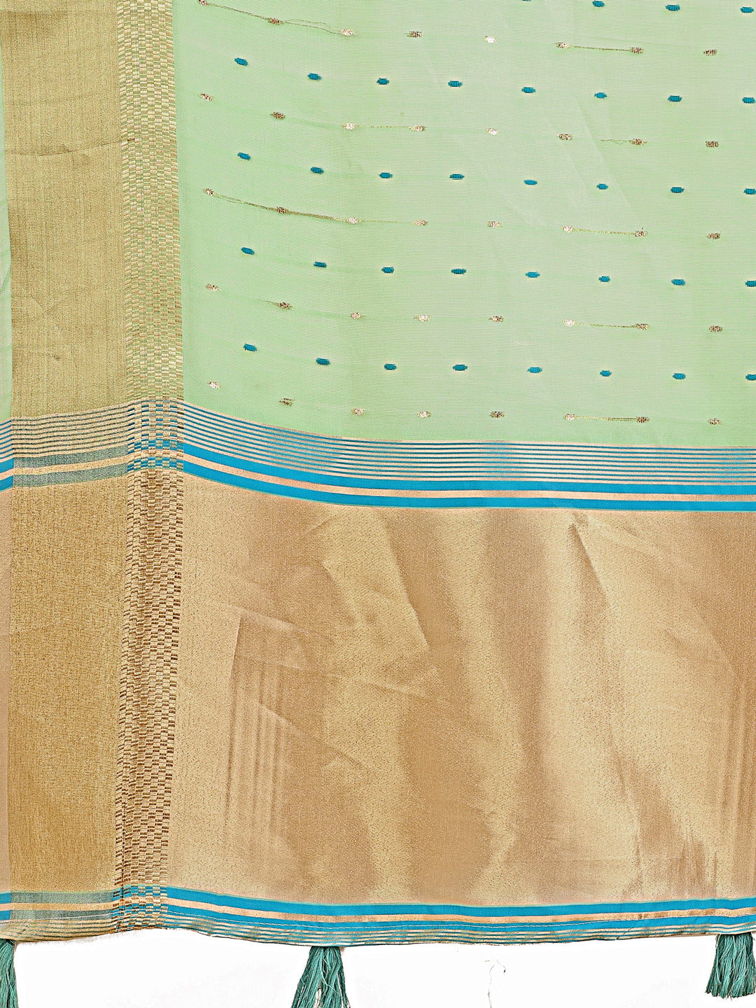 Astita Green Gold Organza Silk Saree - Lightweight Luxury for Your Ethnic Moments - Distacart
