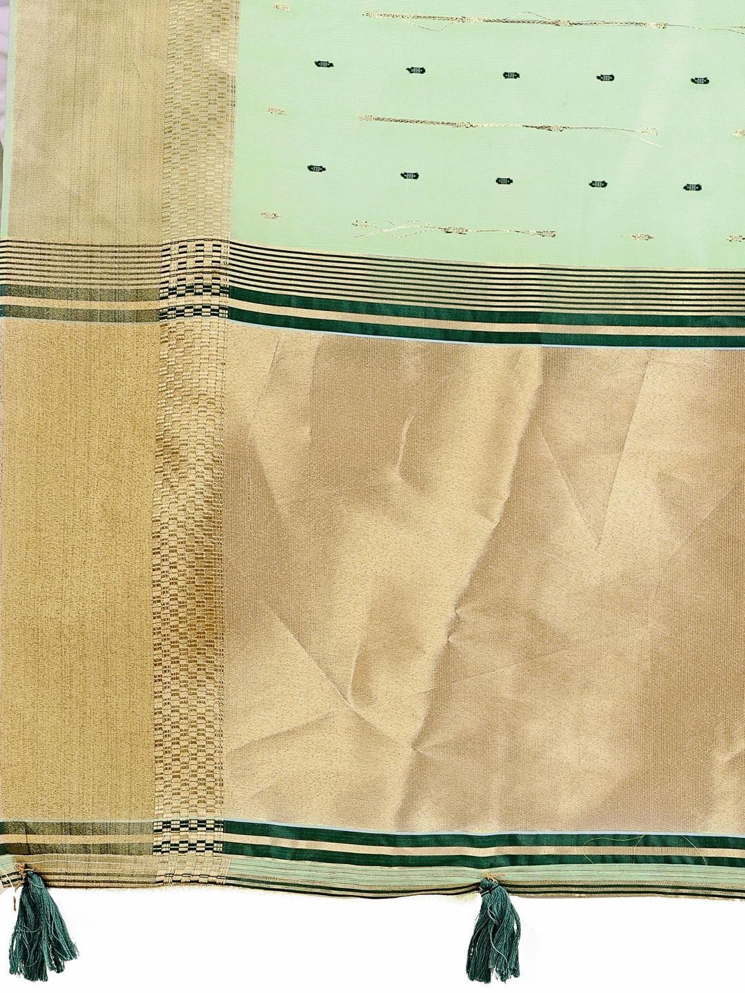 Astita Olive Green Gold Organza Silk Saree - Lightweight Luxury for Your Ethnic Moments - Distacart