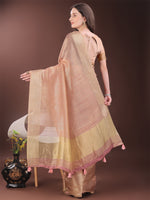 Thumbnail for Astita Elegant Gold Peach Organza Saree with Zari Border | Party Wear Lightweight Saree with Blouse for Women - Distacart