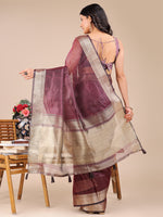 Thumbnail for Astita Purple Organza Woven Zari Work Traditional Tassel Saree - Distacart