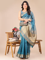 Thumbnail for Astita Sea Green Organza Woven Zari Work Traditional Tassel Saree - Distacart