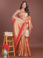 Thumbnail for Astita Elegant Orange & Red Organza Saree with Rich Zari Border & Pallu Tassels | Premium Partywear Saree for Women - Distacart