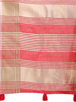 Thumbnail for Astita Peach Organza Woven Zari Work Traditional Tassel Saree - Distacart