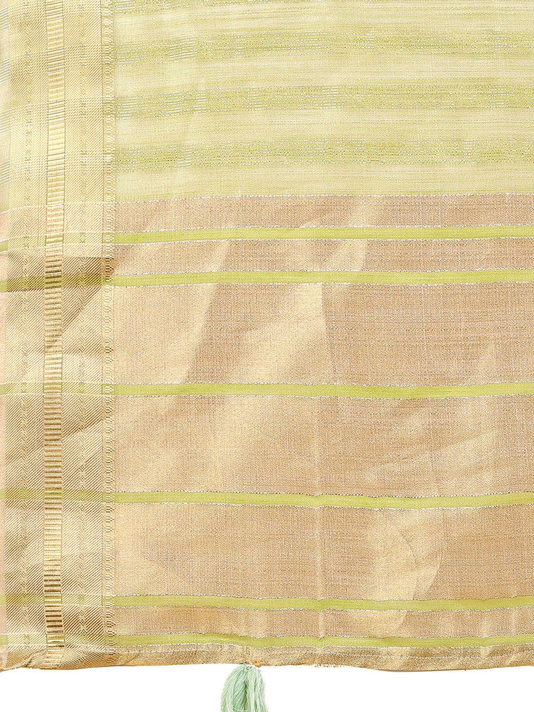 Astita Light Green Organza Woven Zari Work Traditional Tassel Saree - Distacart