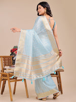 Thumbnail for Astita Sky Blue Organza Woven Zari Work Traditional Tassel Saree - Distacart