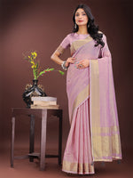 Thumbnail for Astita Elegant Purple Organza Saree with Golden Zari Border - Festive & Office Wear Saree with Blouse Piece - Distacart