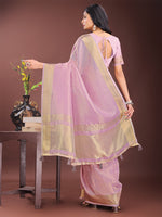 Thumbnail for Astita Elegant Purple Organza Saree with Golden Zari Border - Festive & Office Wear Saree with Blouse Piece - Distacart