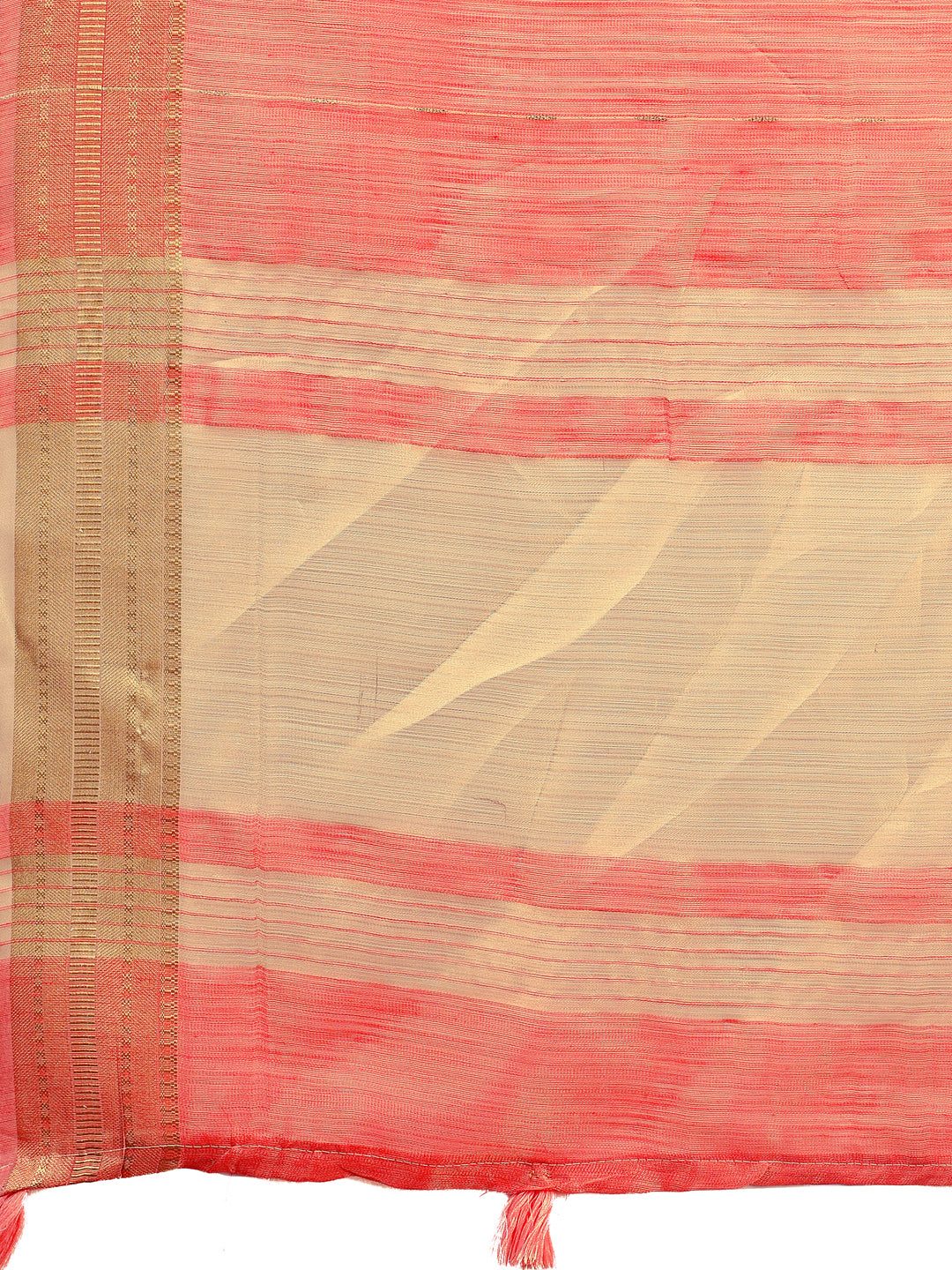 Astita Elegant Peach Organza Saree with Golden Zari Border - Festive & Office Wear Saree with Blouse Piece - Distacart