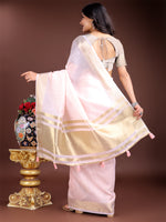 Thumbnail for Astita Light Pink Gold Cotton Ready-to-Wear Saree - Simplicity Meets Effortless Grace - Distacart