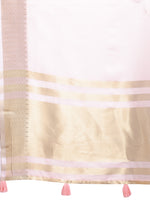 Thumbnail for Astita Light Pink Gold Cotton Ready-to-Wear Saree - Simplicity Meets Effortless Grace - Distacart