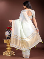 Thumbnail for Astita Light Green Gold Cotton Ready-to-Wear Saree - Simplicity Meets Effortless Grace - Distacart
