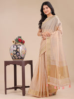 Thumbnail for Astita Peach Organza Woven Zari Work Traditional Tassel Saree - Distacart