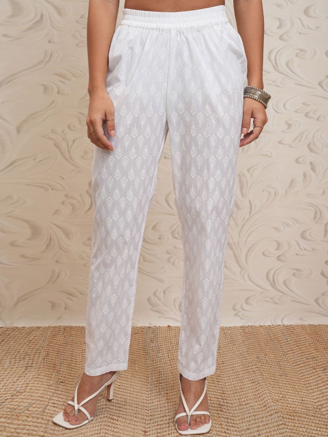 Vishudh Ethnic Motifs Printed Pure Cotton Straight Kurta & Trousers With Dupatta - Distacart