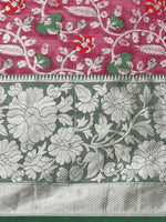 Thumbnail for Magenta Brocade Woven Zari Design Floral Saree with Unstitched Blouse - Hiral Fashion - Distacart