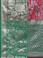 Thumbnail for Magenta Brocade Woven Zari Design Floral Saree with Unstitched Blouse - Hiral Fashion - Distacart