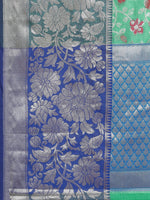 Thumbnail for Turquoise Brocade Woven Zari Design Floral Saree with Unstitched Blouse - Hiral Fashion - Distacart