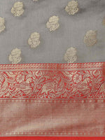 Thumbnail for Gray Pure Silk Woven Zari Design Floral Saree with Unstitched Blouse - Hiral Fashion - Distacart