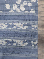 Thumbnail for Blue Silk Blend Digital Print Floral Saree with Unstitched Blouse - Hiral Fashion - Distacart