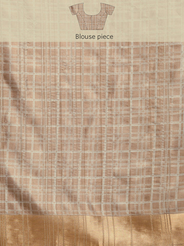 Brown Silk Blend Digital Print Floral Saree with Unstitched Blouse - Hiral Fashion - Distacart