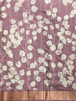 Thumbnail for Purple Silk Blend Digital Print Floral Saree with Unstitched Blouse - Hiral Fashion - Distacart