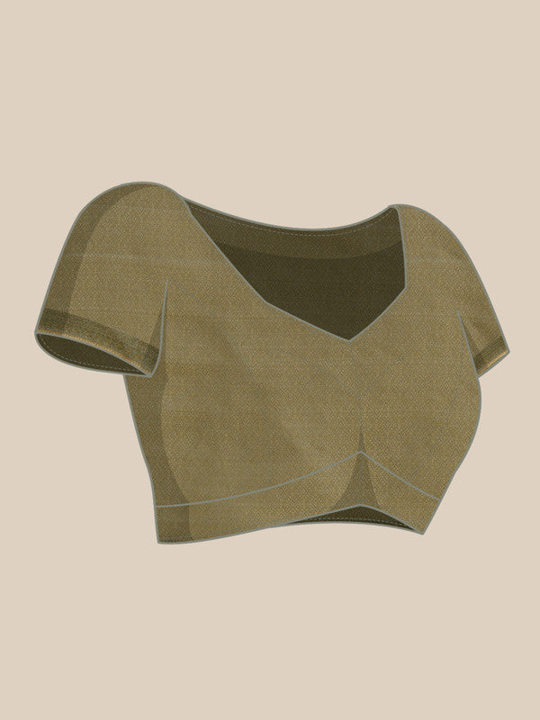 Gray Kanjeevaram Silk Digital Print Geomatric Saree with Unstitched Blouse - Hiral Fashion - Distacart